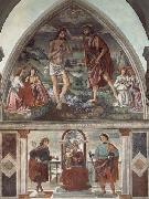 Domenicho Ghirlandaio Taufe Christ und Thronende Madonna mit den Heiligen Sebastian und julianus oil painting